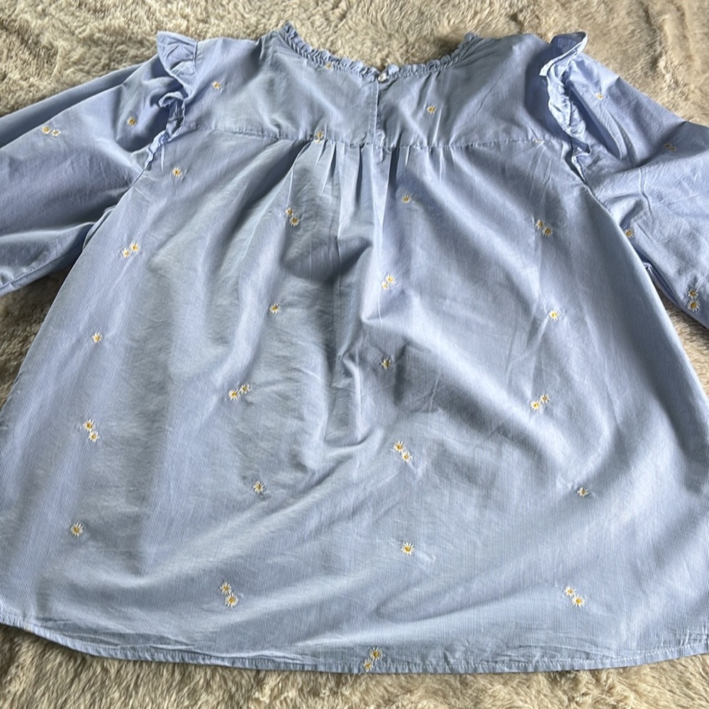 NWT St. John’s Bay daisy striped ruffled blouse, size 1X - Picture 6 of 6